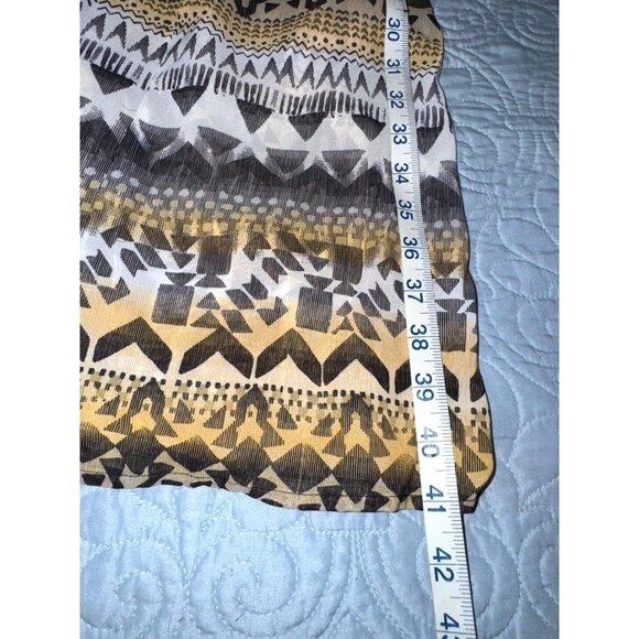 Robert Louis Womens Mustard & Ivory Geometric Print Button-Front Midi Dress With - Picture 11 of 11